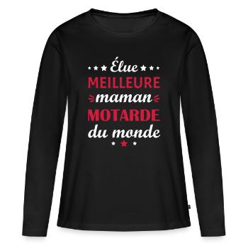 Élue meilleure maman motarde, fête des mères - T-shirt manches longues Premium bio Femme - noir - Devant - Julia (174cm)