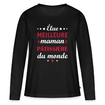 Élue meilleure maman pâtissière, fête des mères - T-shirt manches longues Premium bio Femme - noir - Devant - Julia (174cm)