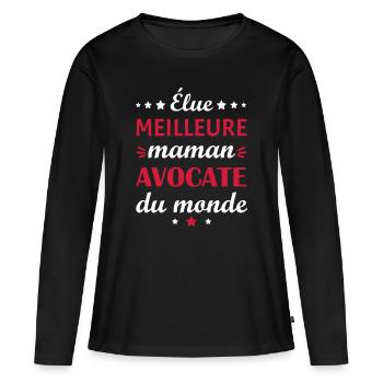 Élue meilleure maman avocate, fête des mères - T-shirt manches longues Premium bio Femme - noir - Devant - Julia (174cm)