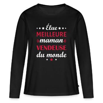 Élue meilleure maman vendeuse, fête des mères - T-shirt manches longues Premium bio Femme - noir - Devant - Julia (174cm)