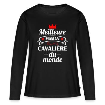 Meilleure maman cavalière du monde, fête des mères - T-shirt manches longues Premium bio Femme - noir - Devant - Julia (174cm)