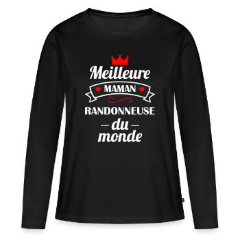 Meilleure maman randonneuse, fête des mères - T-shirt manches longues Premium bio Femme - noir - Devant - Julia (174cm)