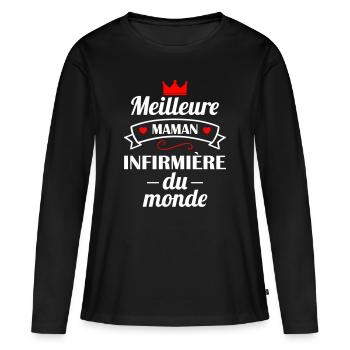 Meilleure maman infirmière du monde, métier - T-shirt manches longues Premium bio Femme - noir - Devant - Julia (174cm)