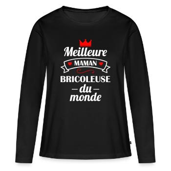 Meilleure maman bricoleuse du monde, bricolage - T-shirt manches longues Premium bio Femme - noir - Devant - Julia (174cm)