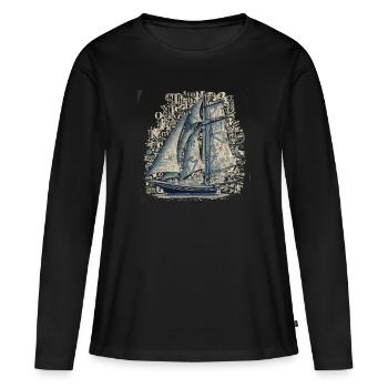 bateau - T-shirt manches longues Premium bio Femme - noir - Devant - Julia (174cm)