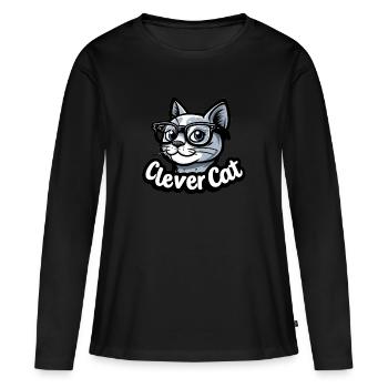 CHAT MALIN - T-shirt manches longues Premium bio Femme - noir - Devant - Julia (174cm)