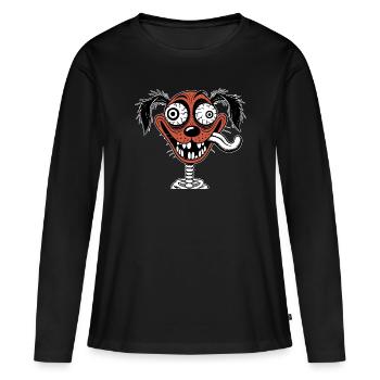 Chien idiot - T-shirt manches longues Premium bio Femme - noir - Devant - Julia (174cm)