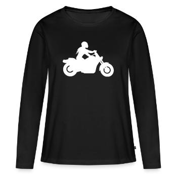 Motorcyclist Chopper Custombike Cruiser Woman - Women's Premium Organic Long Sleeve Shirt - black - Front - Julia (174cm)