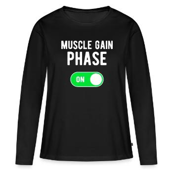 Muskelaufbauphase ON Bodybuilding Gewichte Workout - Frauen Premium Bio Langarmshirt - Schwarz - Vorne - Julia (174cm)