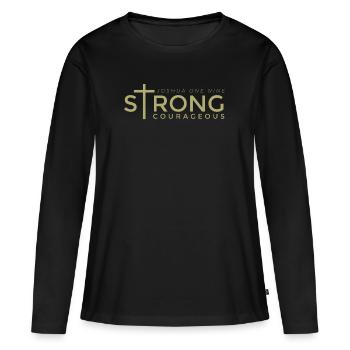 Fort, courageux, chrétien - T-shirt manches longues Premium bio Femme - noir - Devant - Julia (174cm)