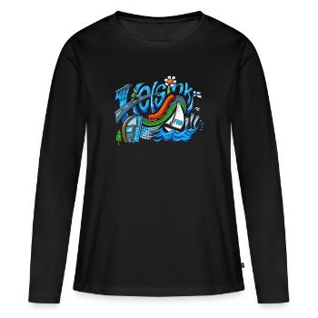 HELSINKI FRESH SUMMER DRAWING - Voir 165 produits - T-shirt manches longues Premium bio Femme - noir - Devant - Julia (174cm)
