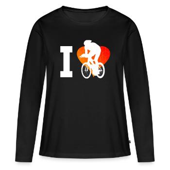Cyclisme sur route hommes course cycliste vélo de route - T-shirt manches longues Premium bio Femme - noir - Devant - Julia (174cm)
