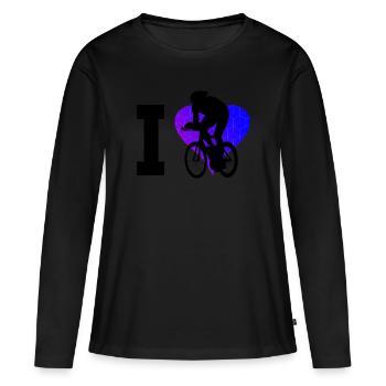Vélo de route pour hommes Vélo de course Vélo de course Cyclisme de course - T-shirt manches longues Premium bio Femme - noir - Devant - Julia (174cm)