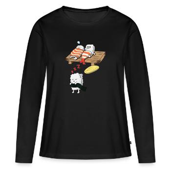 Sushi sleepwalking sweet gift idea asian - Women's Premium Organic Long Sleeve Shirt - black - Front - Julia (174cm)