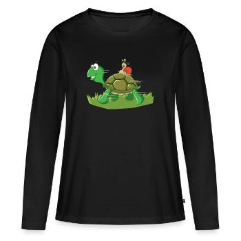 Snail rides on turtle funny gift - Women's Premium Organic Long Sleeve Shirt - black - Front - Julia (174cm)