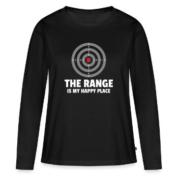 La portée est mon lieu de bonheur - T-shirt manches longues Premium bio Femme - noir - Devant - Julia (174cm)