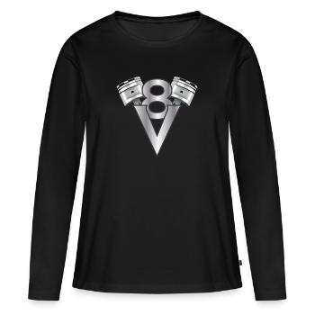 Achtzylinder V8 Geschenkidee Hubraum Motor Tuning - Frauen Premium Bio Langarmshirt - Schwarz - Vorne - Julia (174cm)