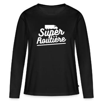 Super routière T-shirt routière cadeau camionneuse - T-shirt manches longues Premium bio Femme - noir - Devant - Julia (174cm)