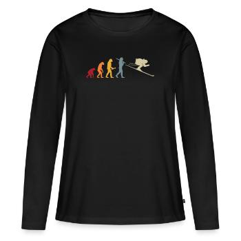 Evolution Ski descente Slalom Piste Party Cadeau - T-shirt manches longues Premium bio Femme - noir - Devant - Julia (174cm)