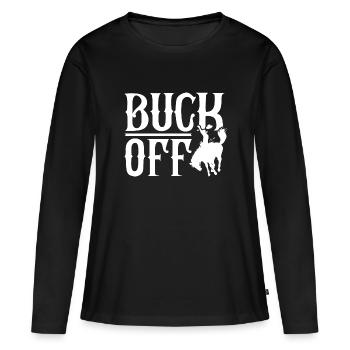 Buck Off - T-shirt manches longues Premium bio Femme - noir - Devant - Julia (174cm)