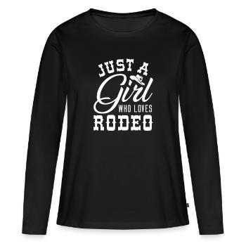 Juste une fille qui aime le rodéo - T-shirt manches longues Premium bio Femme - noir - Devant - Julia (174cm)