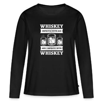 Le whisky s’améliore avec l’âge - T-shirt manches longues Premium bio Femme - noir - Devant - Julia (174cm)
