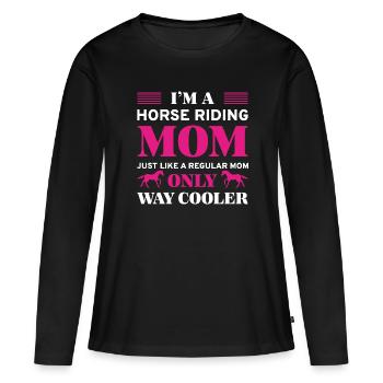 Je suis une maman d’équitation - T-shirt manches longues Premium bio Femme - noir - Devant - Julia (174cm)