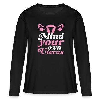 Occupez-vous de votre propre utérus - T-shirt manches longues Premium bio Femme - noir - Devant - Julia (174cm)
