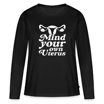 Occupez-vous de votre propre utérus - T-shirt manches longues Premium bio Femme - noir - Devant - Julia (174cm)