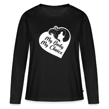 Mon corps mon choix - T-shirt manches longues Premium bio Femme - noir - Devant - Julia (174cm)
