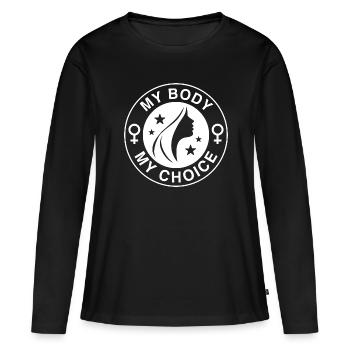 Mon corps mon choix - T-shirt manches longues Premium bio Femme - noir - Devant - Julia (174cm)