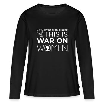C’est la guerre contre les femmes - T-shirt manches longues Premium bio Femme - noir - Devant - Julia (174cm)