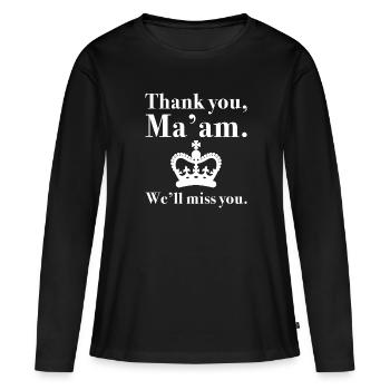 Merci Madame, tu vas nous manquer - T-shirt manches longues Premium bio Femme - noir - Devant - Julia (174cm)