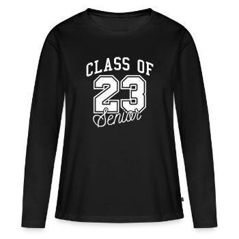 Classe de 23 Senior - T-shirt manches longues Premium bio Femme - noir - Devant - Julia (174cm)