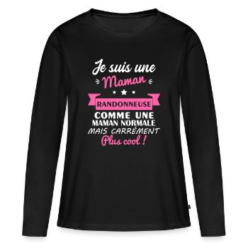 maman randonneuse, cadeau fête des mères - T-shirt manches longues Premium bio Femme - noir - Devant - Julia (174cm)