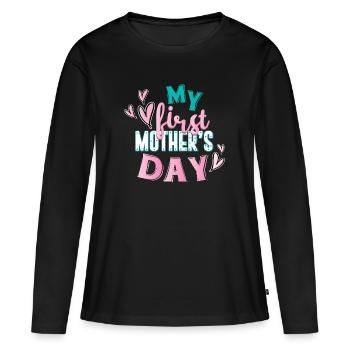 Mon premier cadeau de fête des mères pour la fête des mères - T-shirt manches longues Premium bio Femme - noir - Devant - Julia (174cm)