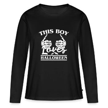 Ce garçon aime Halloween T-shirt cadeau - T-shirt manches longues Premium bio Femme - noir - Devant - Julia (174cm)
