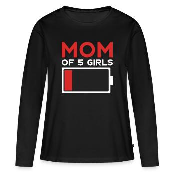 MAMAN CINQ FILLES MAMAN DE 5 FILLES - T-shirt manches longues Premium bio Femme - noir - Devant - Julia (174cm)