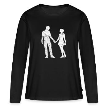 Couple - T-shirt manches longues Premium bio Femme - noir - Devant - Julia (174cm)