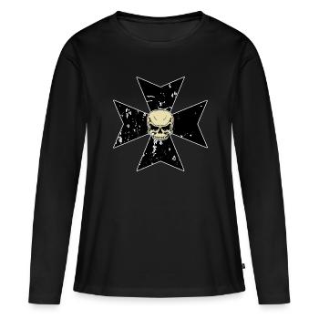 Croix templière - T-shirt manches longues Premium bio Femme - noir - Devant - Julia (174cm)