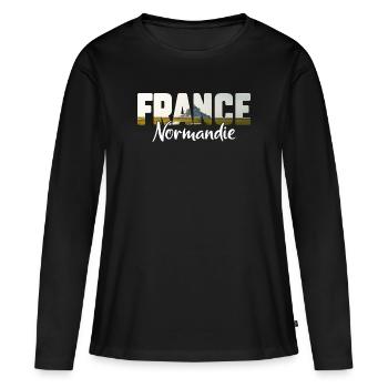France Normandie, Vacances Normandie - T-shirt manches longues Premium bio Femme - noir - Devant - Julia (174cm)