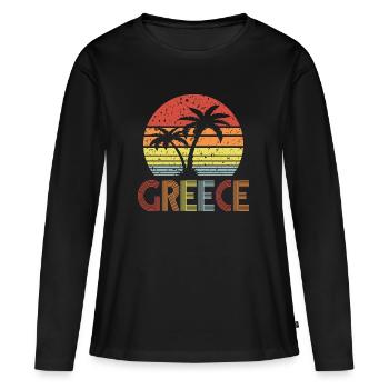 Grèce - T-shirt manches longues Premium bio Femme - noir - Devant - Julia (174cm)