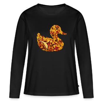 Ente Herbstlich Herbstlaub - Frauen Premium Bio Langarmshirt - Schwarz - Vorne - Julia (174cm)