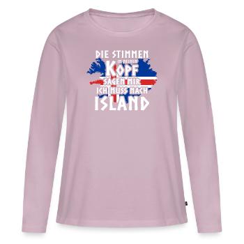 Island / Iceland - Frauen Premium Bio Langarmshirt - Altrosa - Vorne - Julia (174cm)