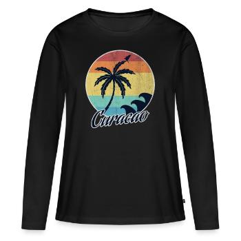 curaçao - T-shirt manches longues Premium bio Femme - noir - Devant - Julia (174cm)