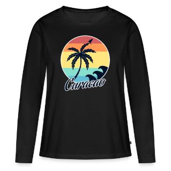 curaçao - T-shirt manches longues Premium bio Femme - noir - Devant - Julia (174cm)