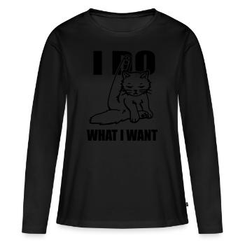 Cat i do what i want - Frauen Premium Bio Langarmshirt - Schwarz - Vorne - Julia (174cm)