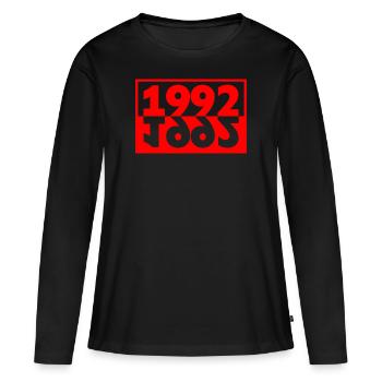 Minimalist text 1992 30 years anniversary - Women's Premium Organic Long Sleeve Shirt - black - Front - Julia (174cm)