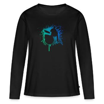 Batteur Batteur Batterie - T-shirt manches longues Premium bio Femme - noir - Devant - Julia (174cm)