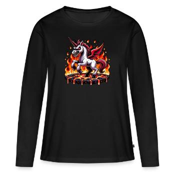 Evil Fire Unicorn - Women's Premium Organic Long Sleeve Shirt - black - Front - Julia (174cm)